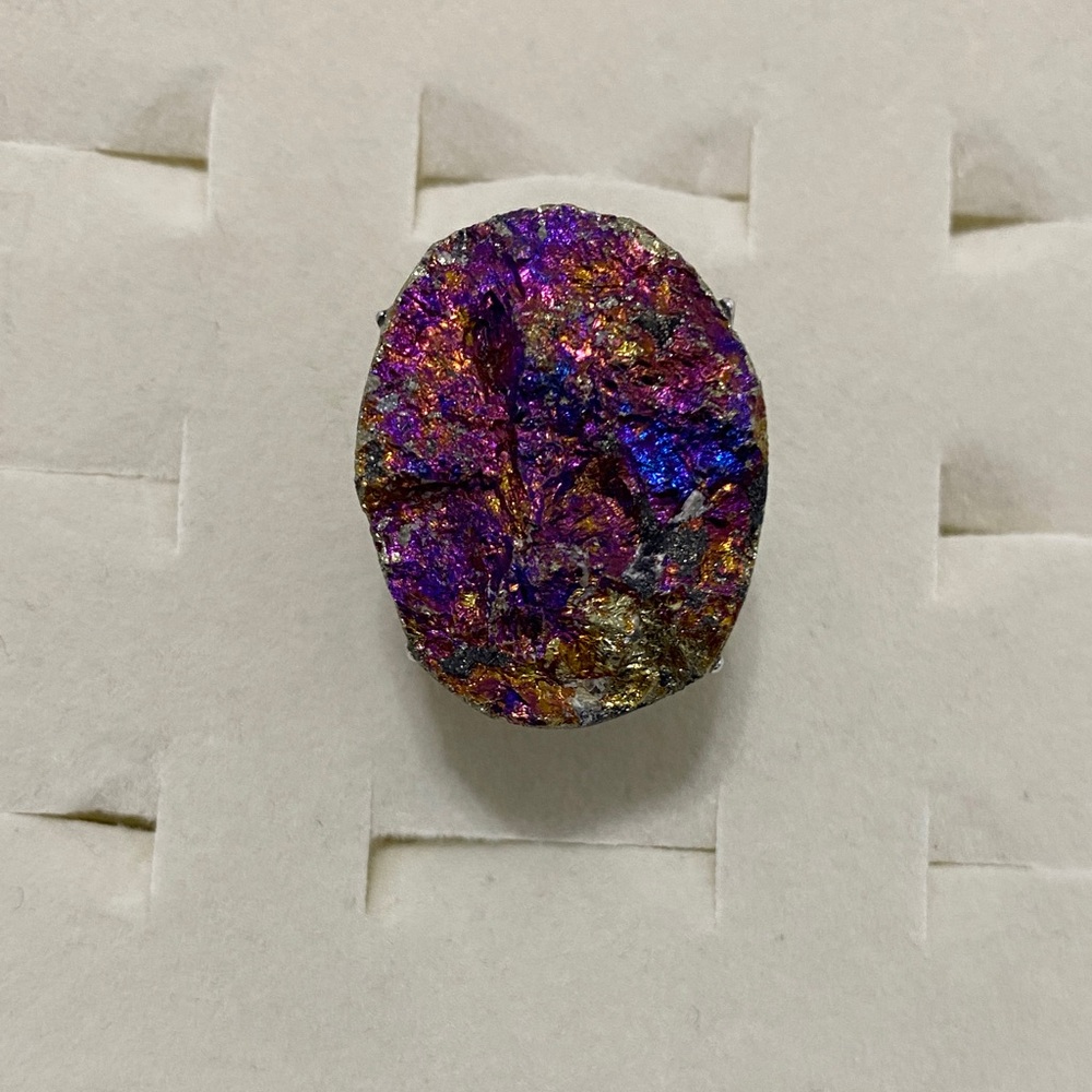 Iridescent Chalcopyrite Peacock Ore Statement Ring - Picture 2 of 9